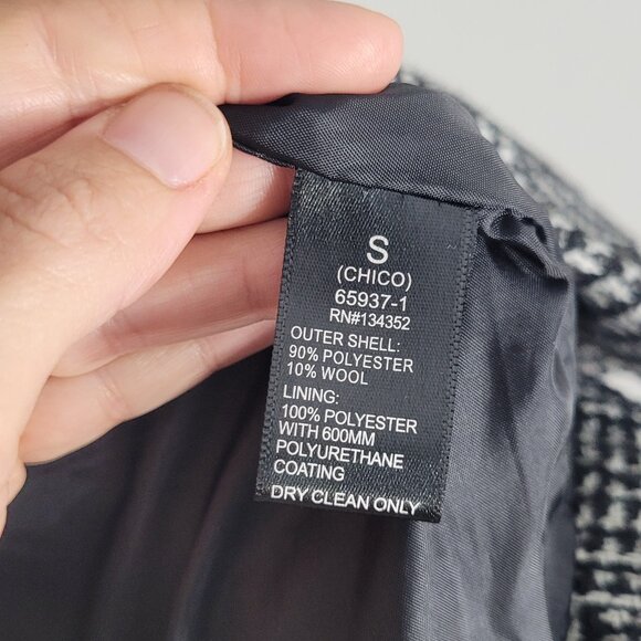 ⭐️ Ambiance Outerwear Black White Houndstooth Wool Blend Button Jacket Classic - Picture 7 of 11